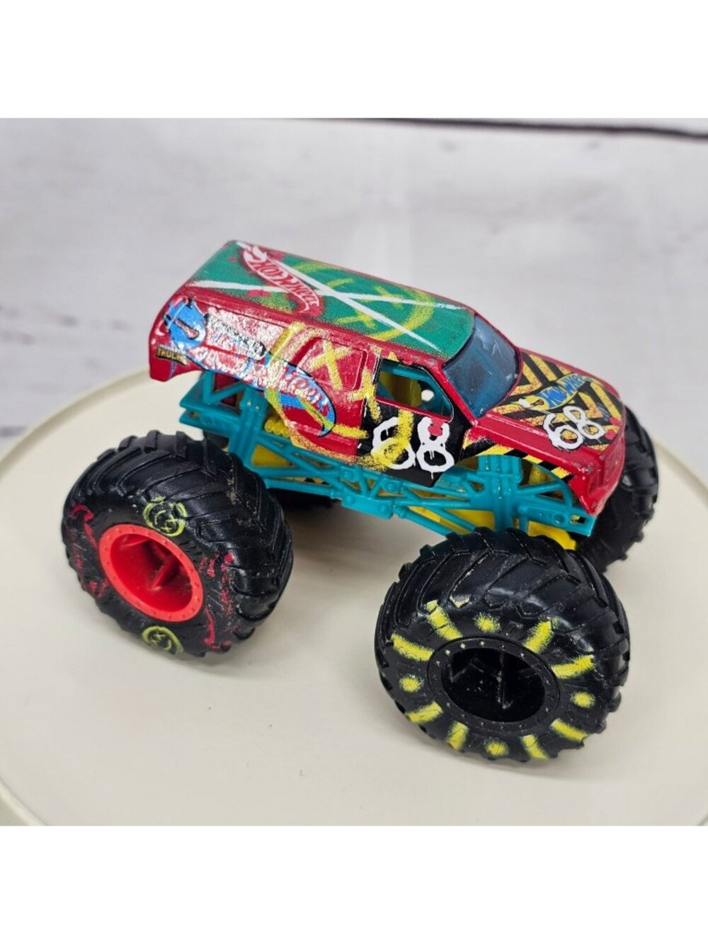 Hot Wheels Monster Truck Graffiti Design Die-Cast Toy 68 Red/Multicolor